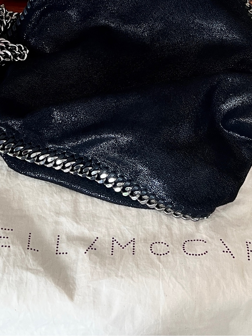 Stella McCartney Falabella Fold Over Tote Large Black Shaggy Deer Chain Bag - Picture 8 of 9